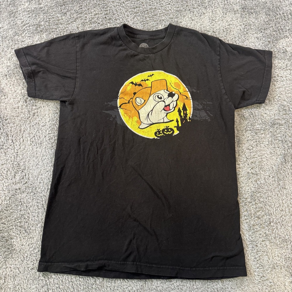 Buc-ee's Mens Let's Boo This Halloween Graphic T-Shirt Medium Black Cotton Tee